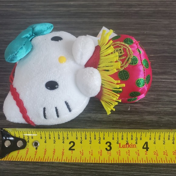 Sanrio Hello Kitty 2023 Japanese Inspired Mini 4" Plush Ornament Teal Bow - Picture 4 of 5